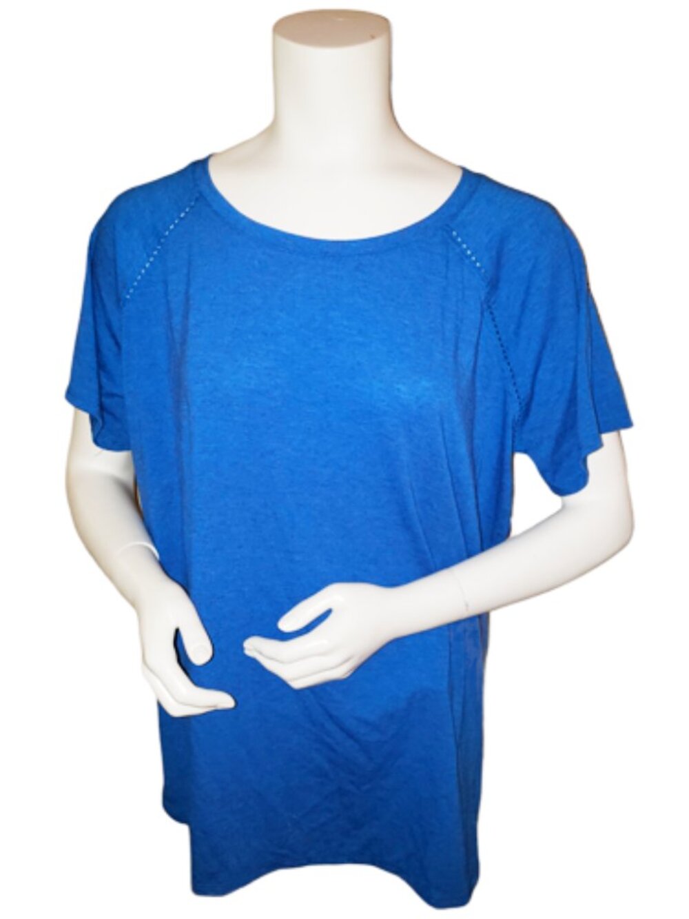 Womens XL Blue Heather T Shirt Active Workout Top Pink Flecks NWT St Johns Bay